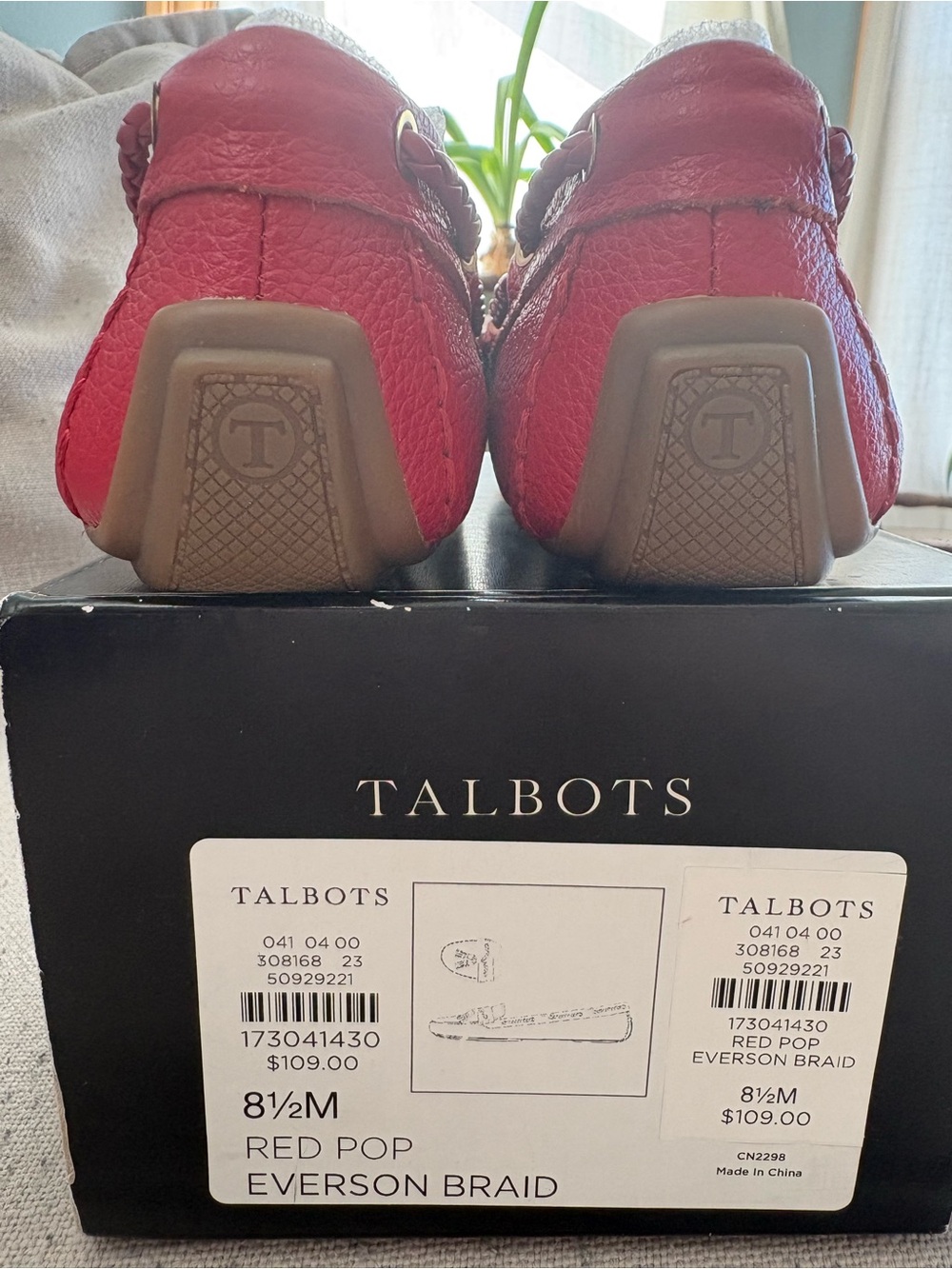 New Talbots Red Leather Tassel Driving Moccasins - Picture 8 of 11